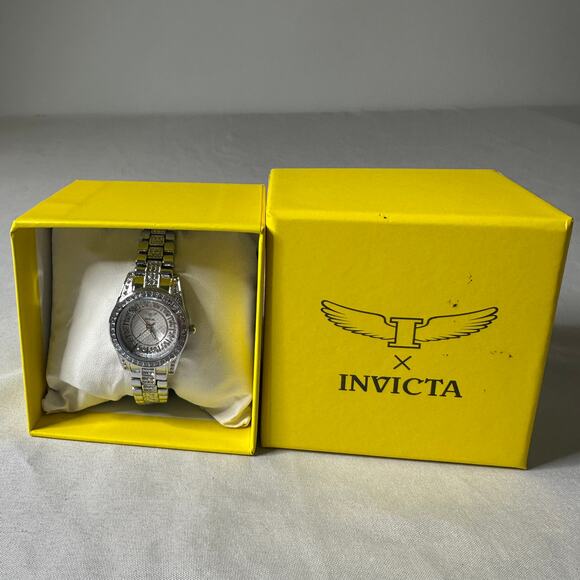 Silver Bracelet Invicta Wildflower Glam Rhinestone Jewelry Watch NWT - Picture 10 of 12